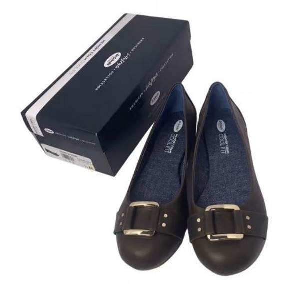 DR. SCHOLLS FRANKIE FLATS DARK BROWN 11M - Picture 1 of 10